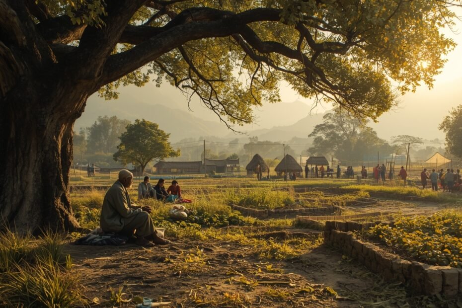 lucid-origin_Serene_natural_landscape_showing_ancient_village_life_in_harmony_with_nature_eld-0